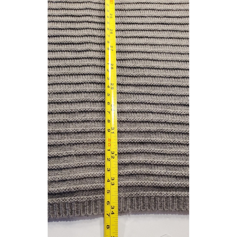 Signature by Sangria Gray Ribbed Knit Batwing Sleeve Zipper Dress Women's M - Picture 4 of 9